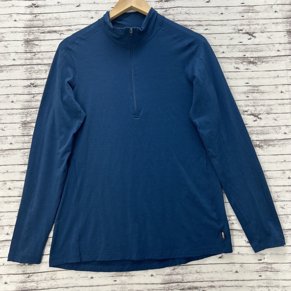 REI Co-op Merino Wool Long-Sleeve Half-Zip Base Layer Women's Medium Blue